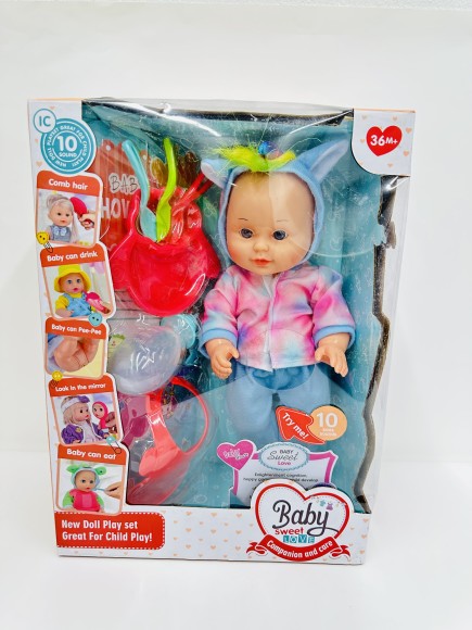 Пупс 30 см, со звуком, с аксессуарами, пьёт, писает, в/к 34*25*14 см